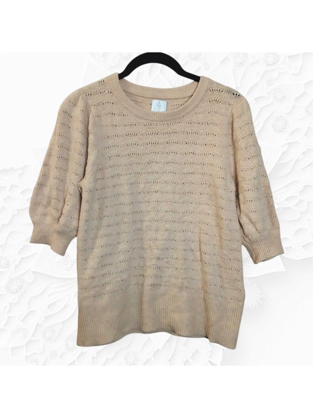 Joie Tan Puff Short Sleeve Sweater Top